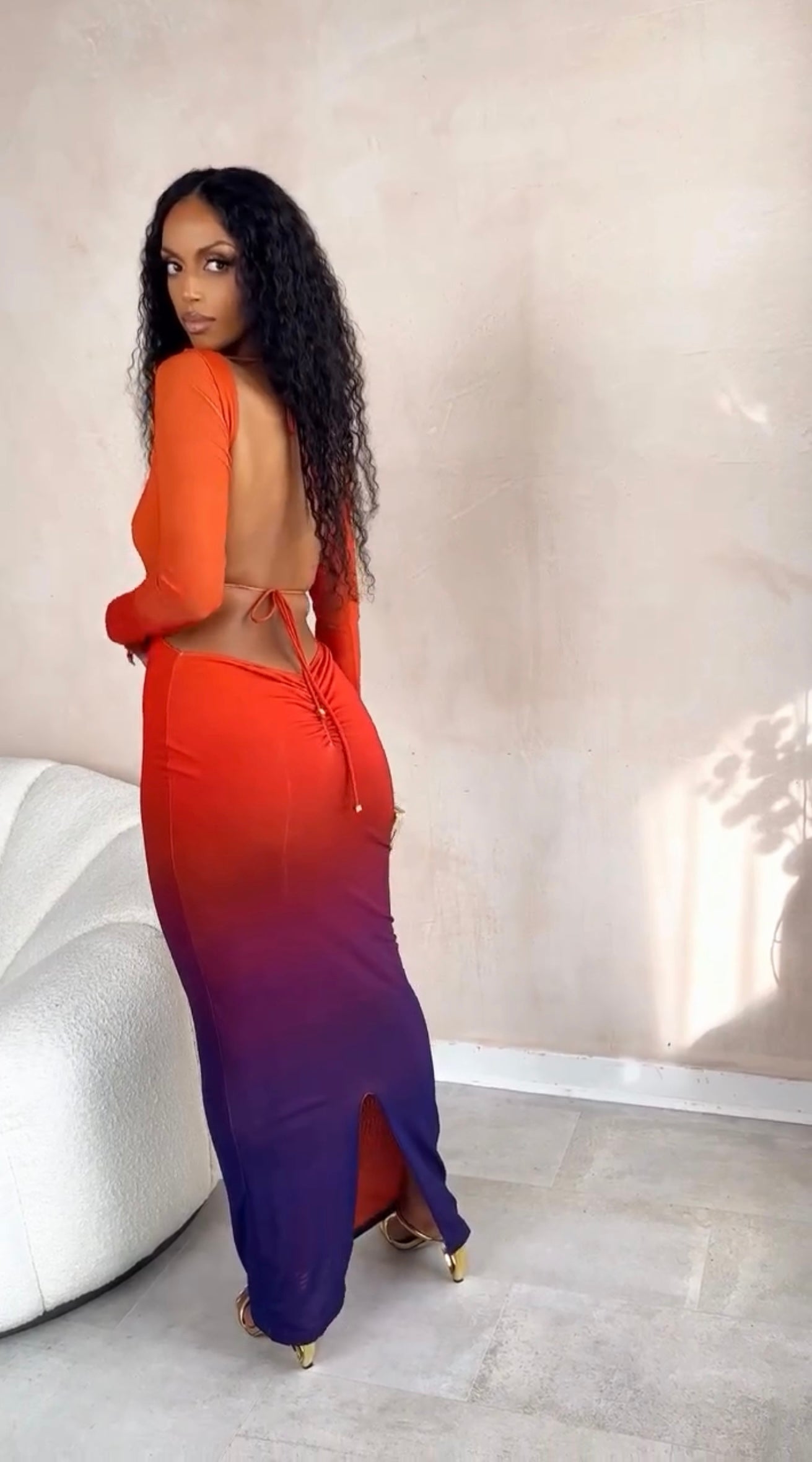 Sunset Ombré Backless Dress